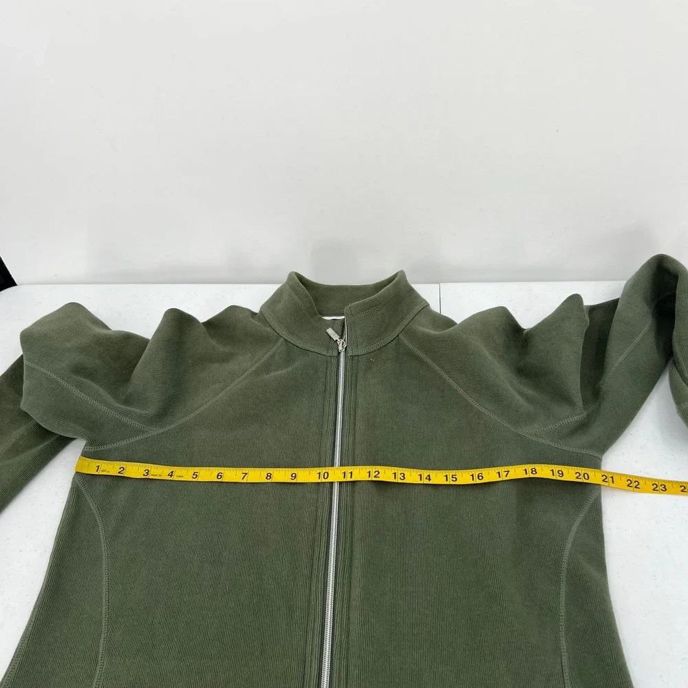 Tommy Bahama Mens Large Olive Green Full Zip Mock Neck Cotton Blend Sweater